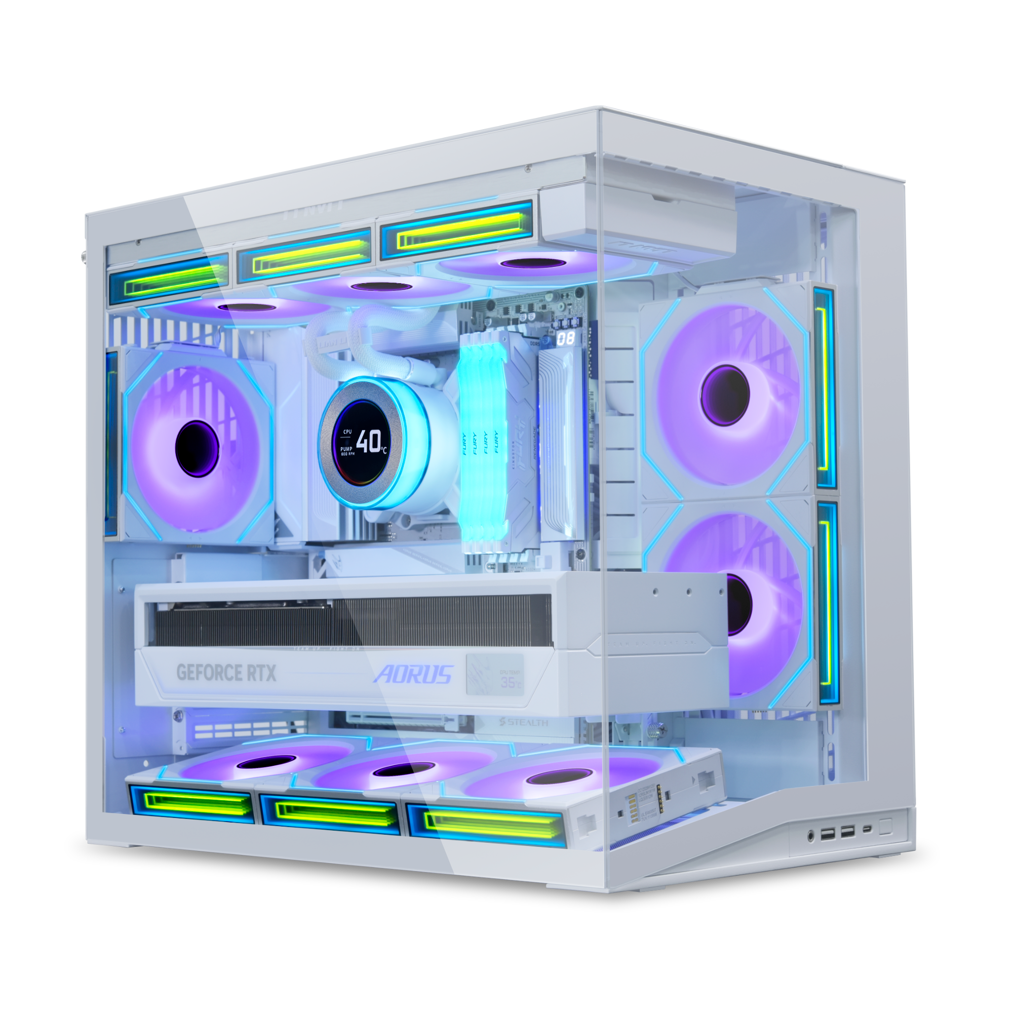 Lian Li O11D Mini V2 com exemplo de hardware