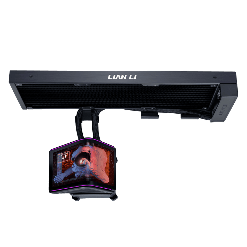 Vista lateral del Lian Li HydroShift II OLED Curved