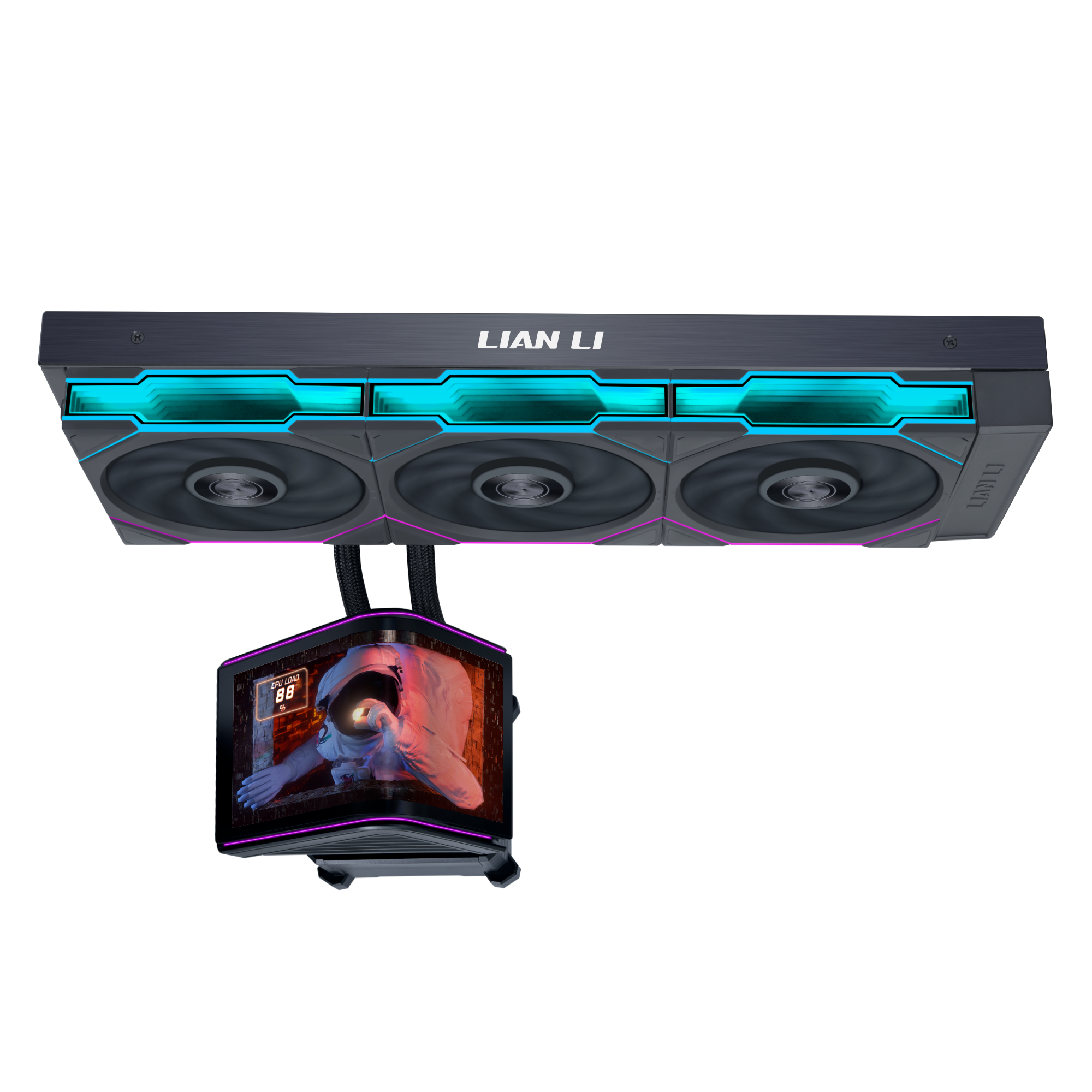 Vista lateral del Lian Li HydroShift II OLED Curved