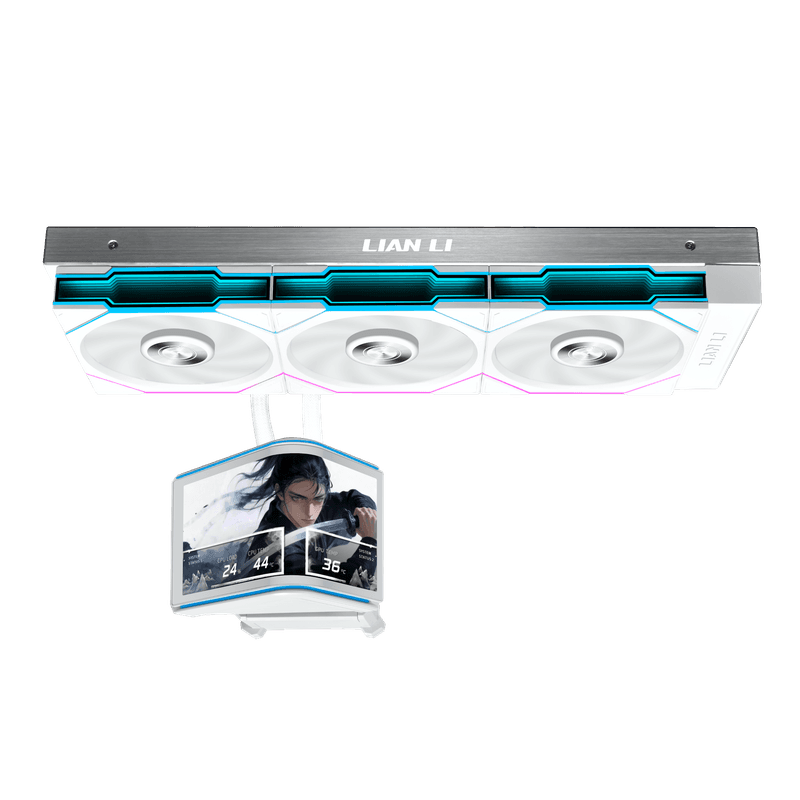 Vista lateral del Lian Li HydroShift II OLED Curved