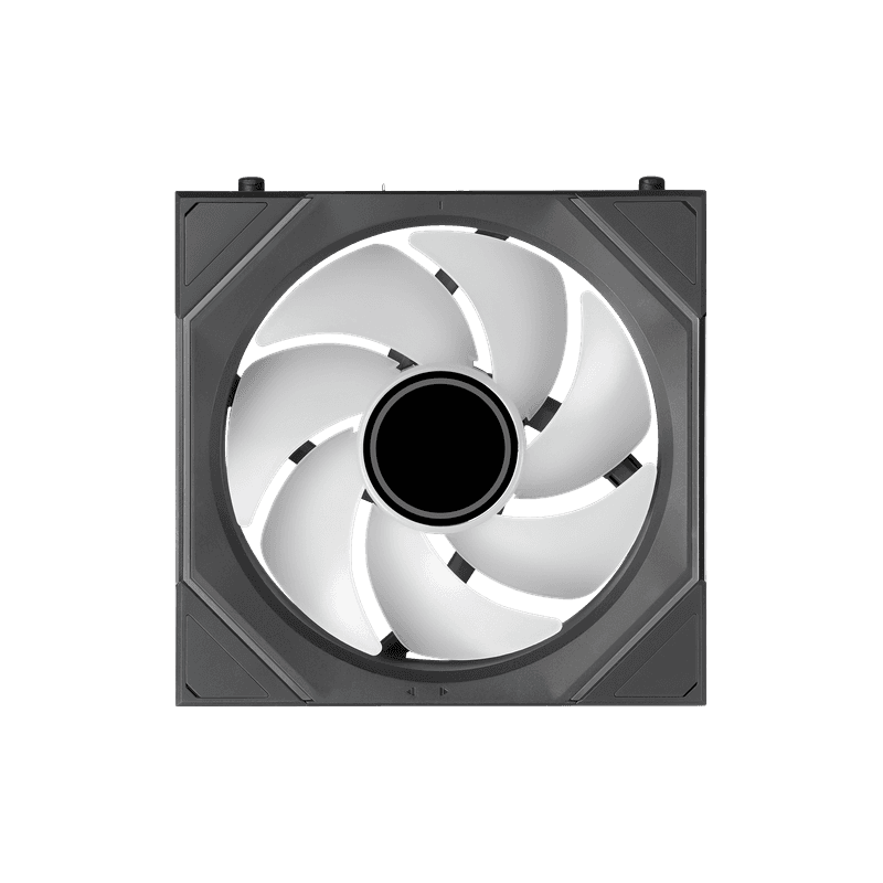Vista frontal de un ventilador Lian Li serie FLEX