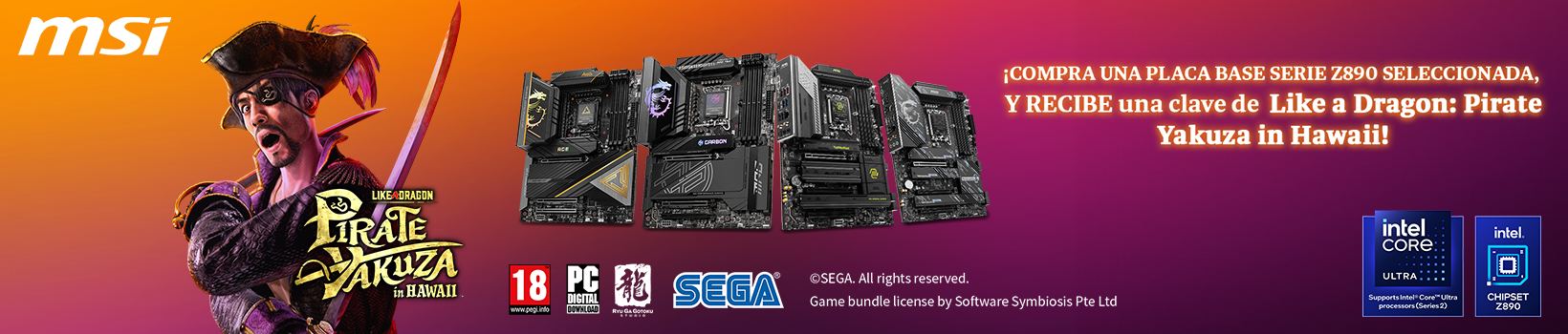 Compra uma motherboard MSI selecionada e recebe uma chave do Like a Dragon: Pirate Yakuza in Hawaii