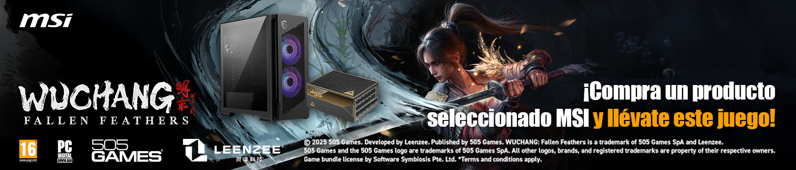 ¡Llévate un código para el juego Wuchang: Fallen Feathers con la compra de un producto MSI seleccionado!