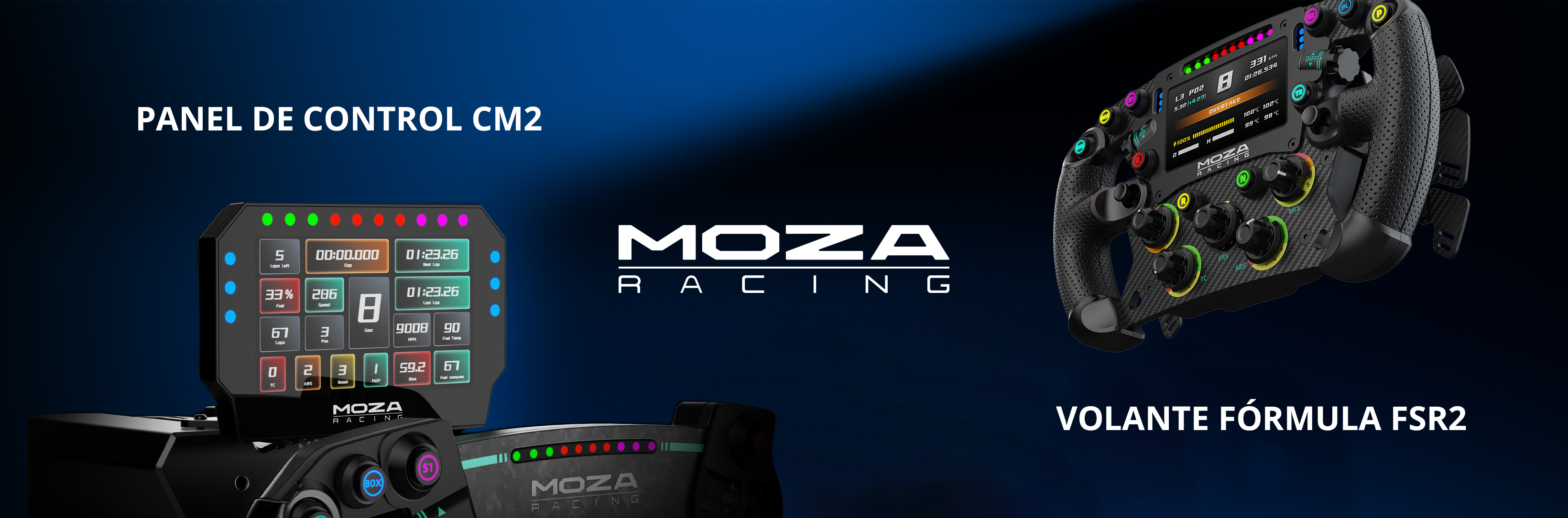 MOZA FSR2 Steering Wheel e CM2 Dashboard