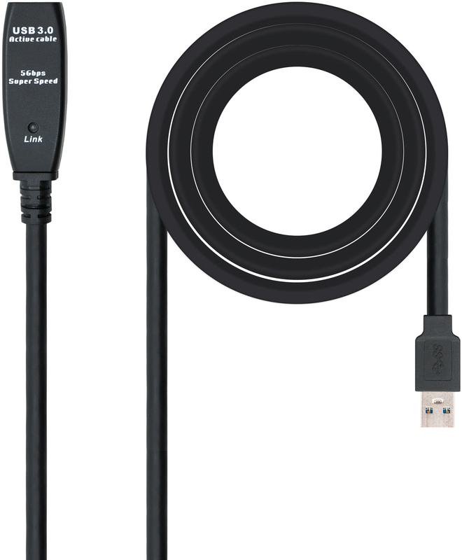 Picture of Picture of Cable USB 3.0 Nanocable Prolongador USB-A M/F 5 M Negro
