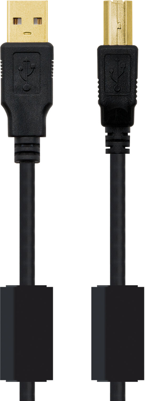 Picture of Picture of Cable USB 2.0 HQ Com Ferrite Nanocable USB-A/M para USB-B/M 2 M Negro