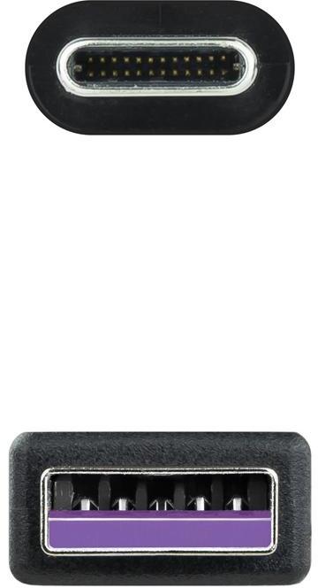 Nanocable - Cable USB 2.0 3A Nanocable USB-C/M para USB-A/M 1.5 M Negro