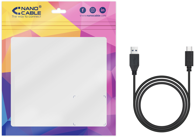 Nanocable - Cable USB 3.1 GEN2 10Gbps 3A Nanocable USB-C/M para USB-A/M 1.5 M Negro