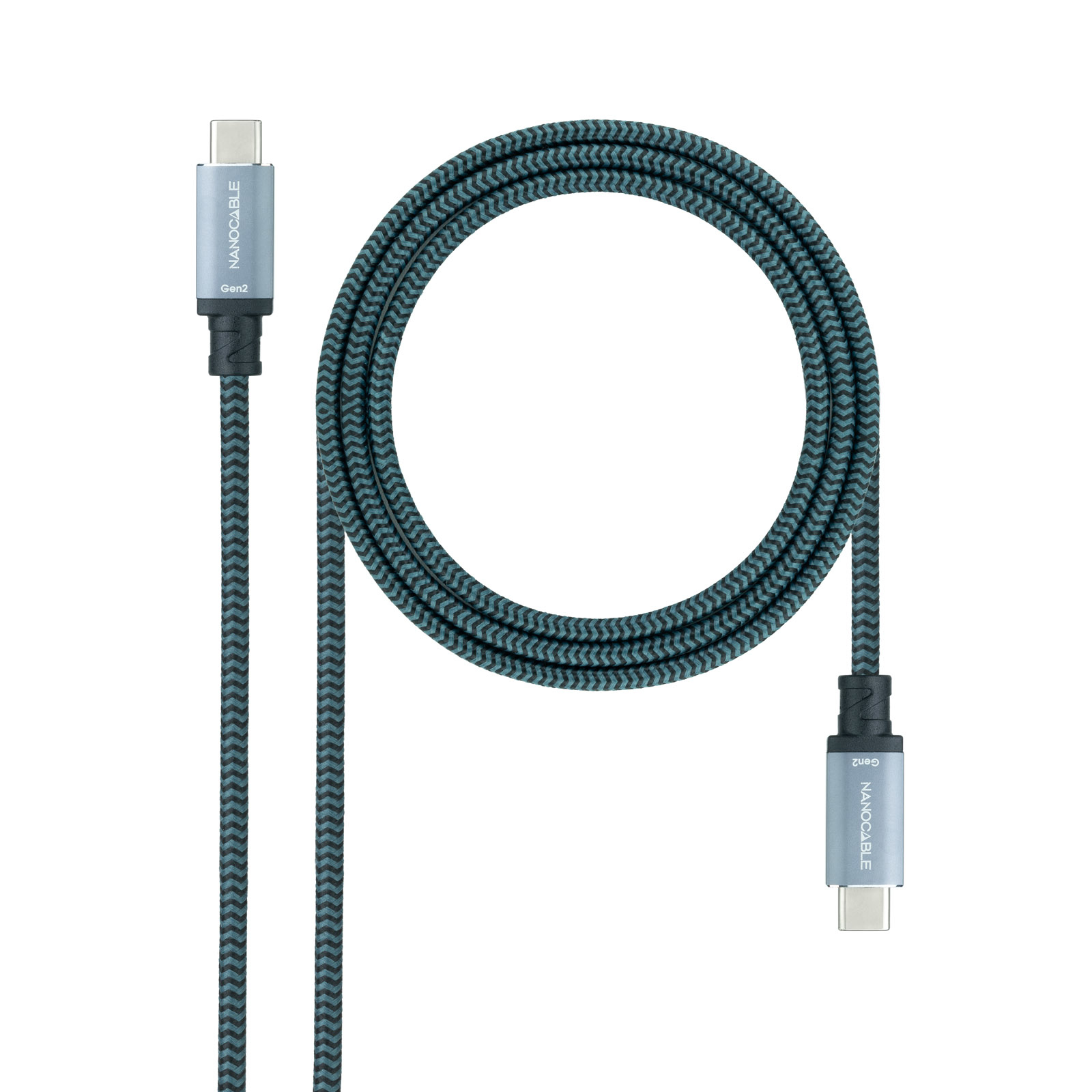 Picture of Picture of Cable USB 3.2 Gen2x2 Nanocable 20Gbps 5A/100W 4K/60HZ USB-C M/M 0.5 M Gris/Negro