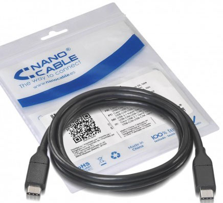 Nanocable - Cable USB 3.1 GEN2 10Gbps 5A Nanocable USB-C M/M 1.0 M Negro