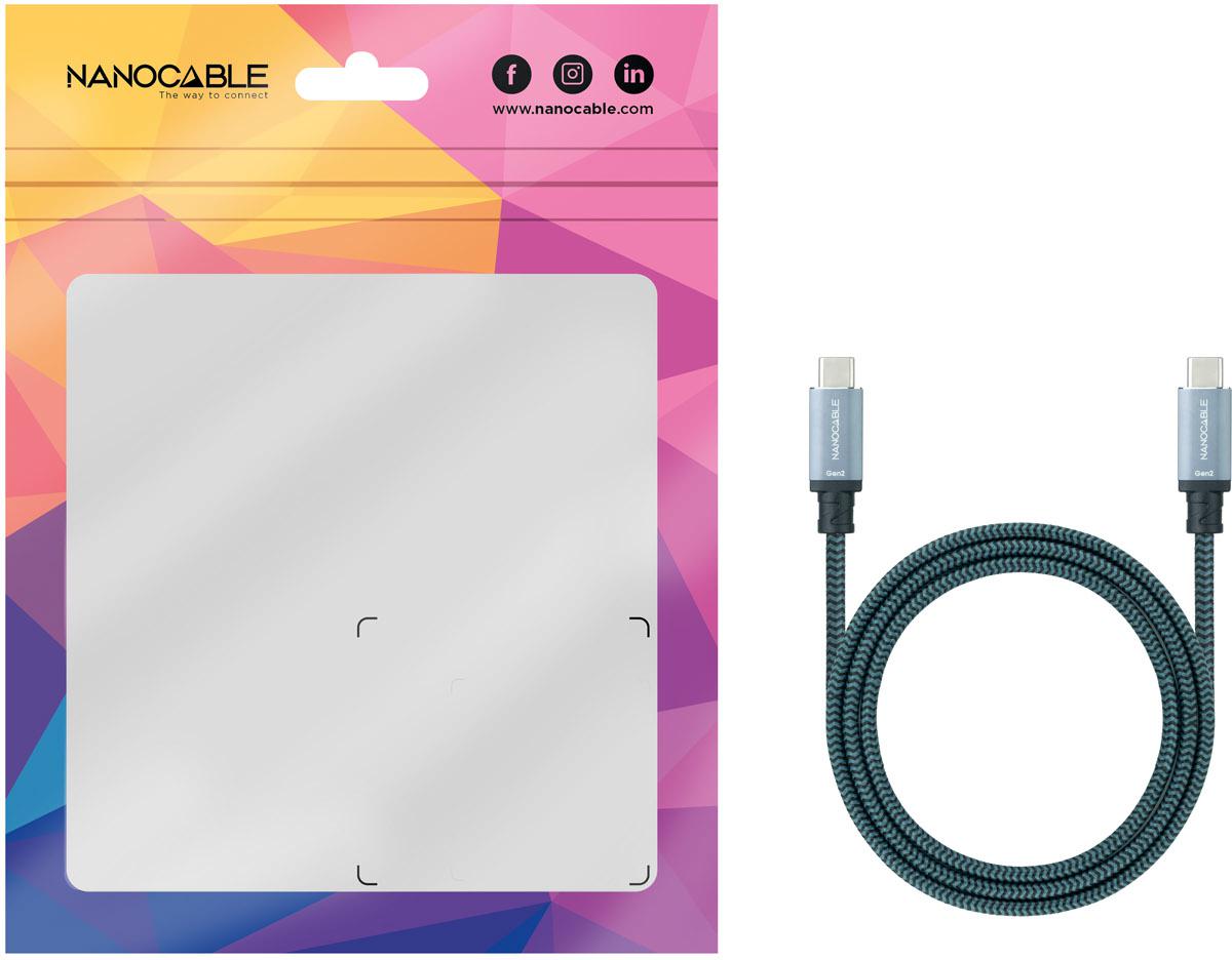 Nanocable - Cable USB 3.2 Gen2x2 Nanocable 20Gbps 5A/100W 4K/60HZ USB-C M/M 3 M Gris/Negro