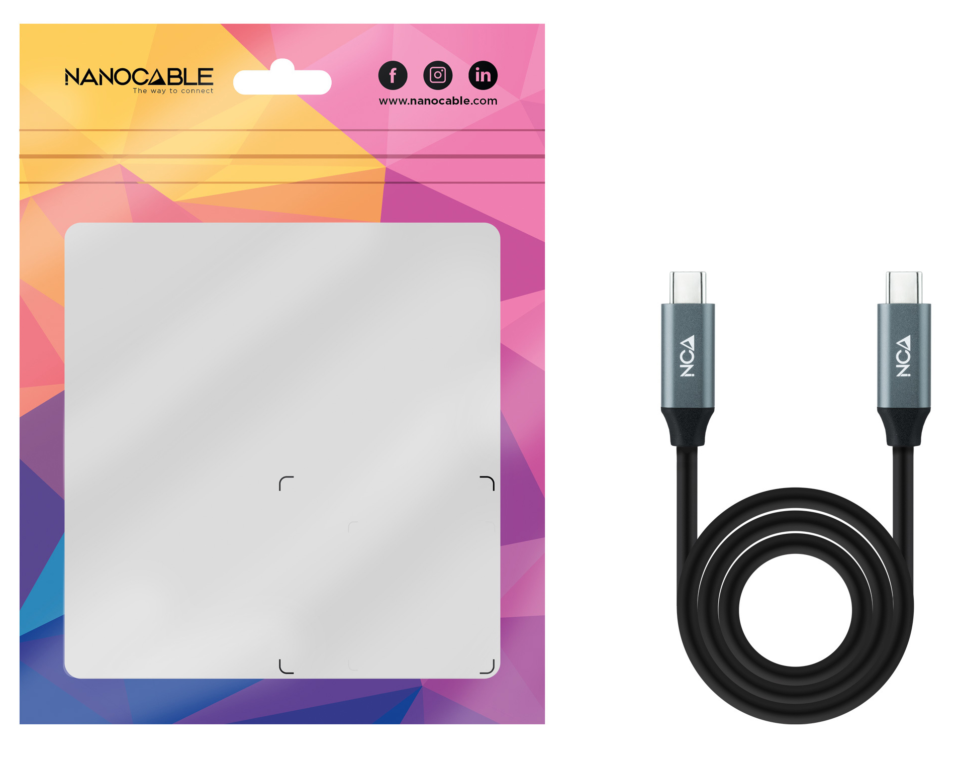 Nanocable - Cable USB 3.2 Gen2x2 Nanocable 20Gbps 5A/100W 4K@60Hz USB-C M/M 1.5 M Negro