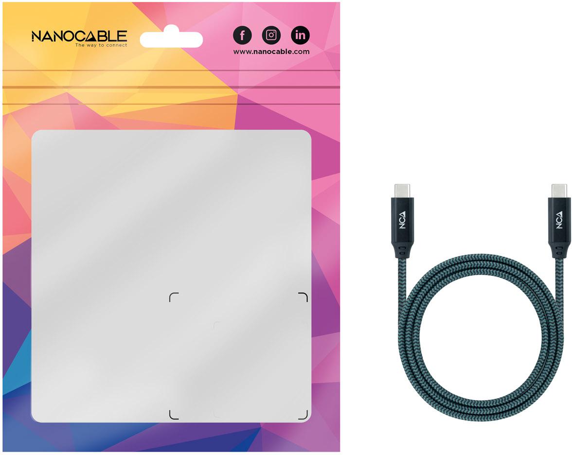Nanocable - Cabo USB 3.2 Gen2x2 Nanocable 20Gbps 5A/100W 4K@60Hz USB-C M/M 2 M Gris/Negro