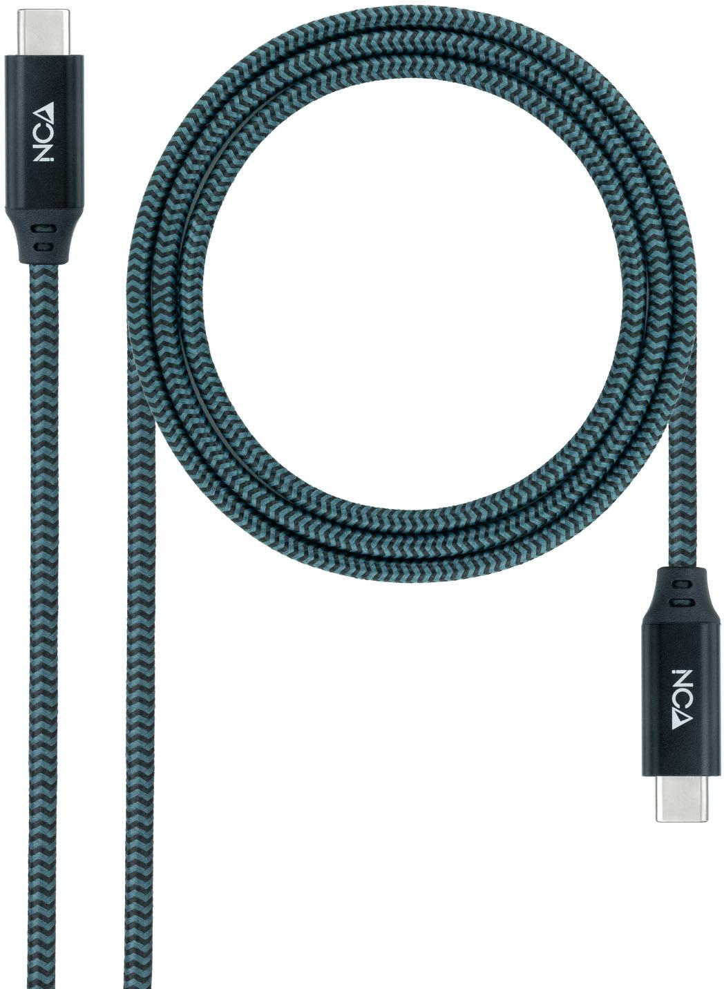 Picture of Picture of Cabo USB 3.2 Gen2x2 Nanocable 20Gbps 5A/100W 4K@60Hz USB-C M/M 2 M Gris/Negro