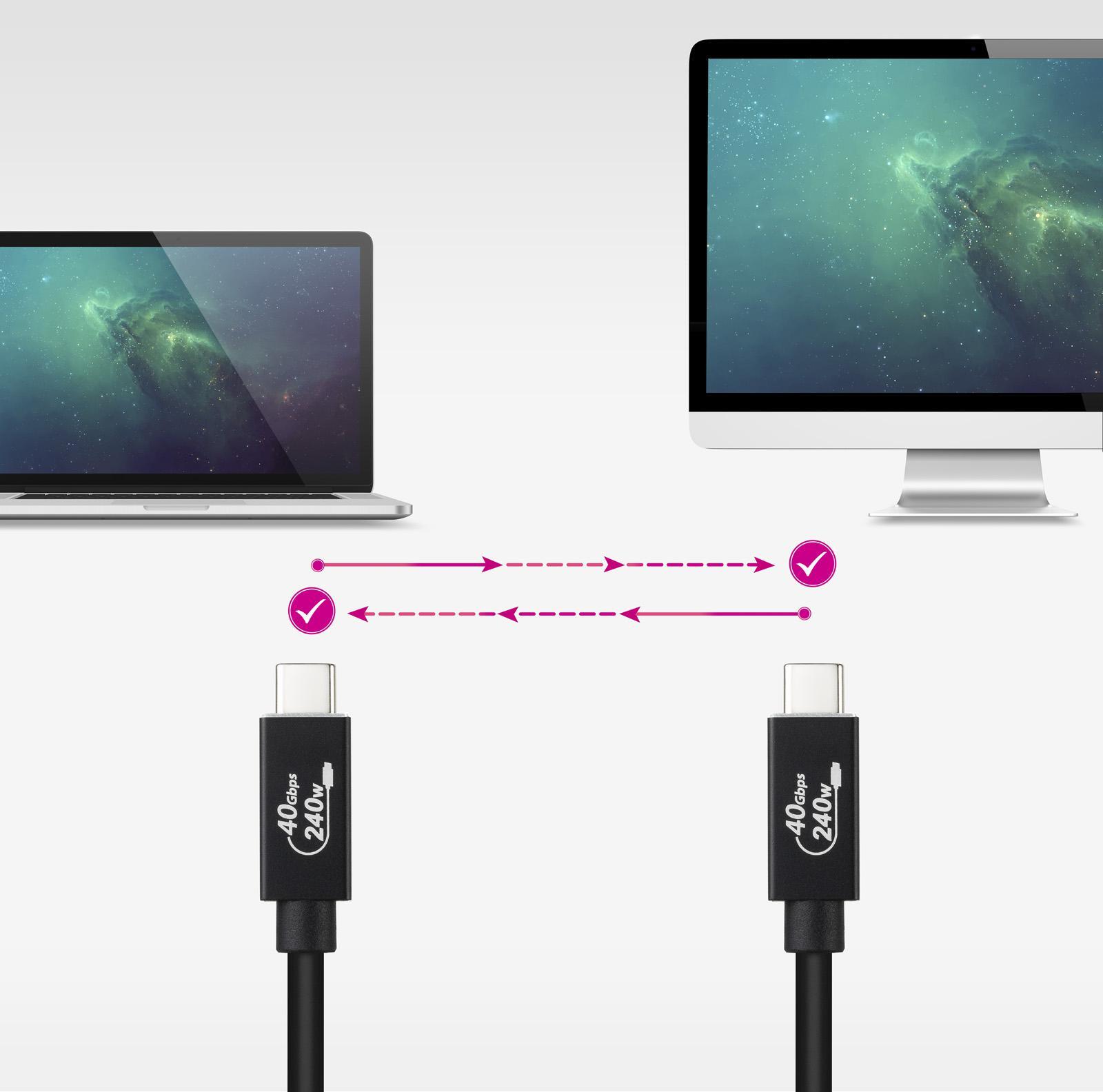 Picture of Picture of Cable USB 4 Gen3x2 Nanocable 40Gbps 5A/240W, USB-C M/M 1.8 M Negro