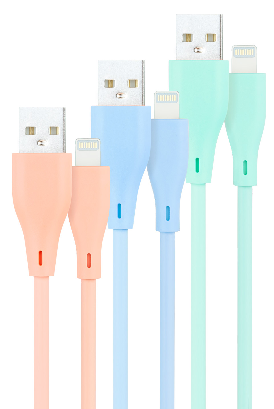 Picture of Picture of Cabos Lightning Nanocable Lightning para USB A/M 1M (Pack 3 - Rosa, Azul y Verde)