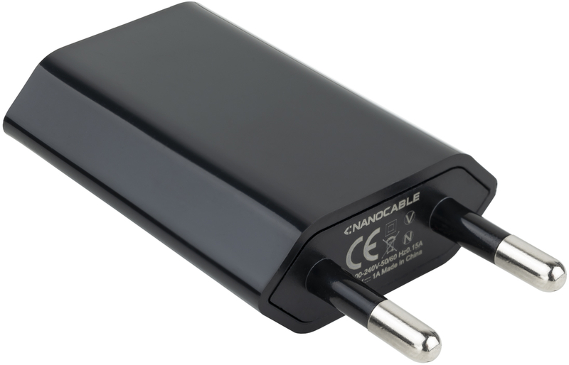 Picture of Picture of Mini cargador Nanocable USB, 5V/1A, Negro