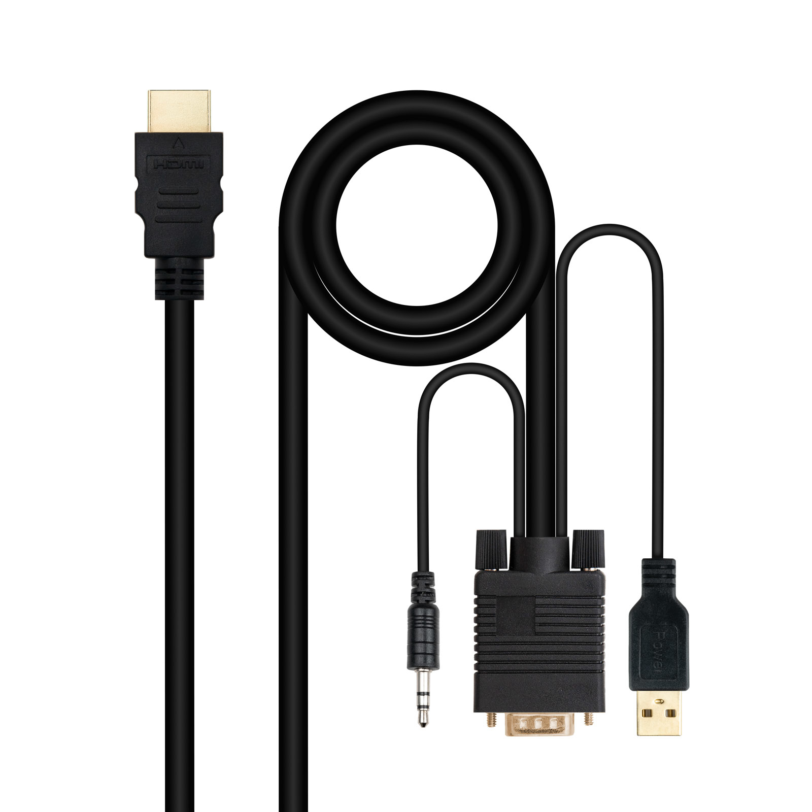 Picture of Picture of Cable Conversor Nanocable HDMI > VGA + Jack 3.5 + USB-A 1.8M Negro