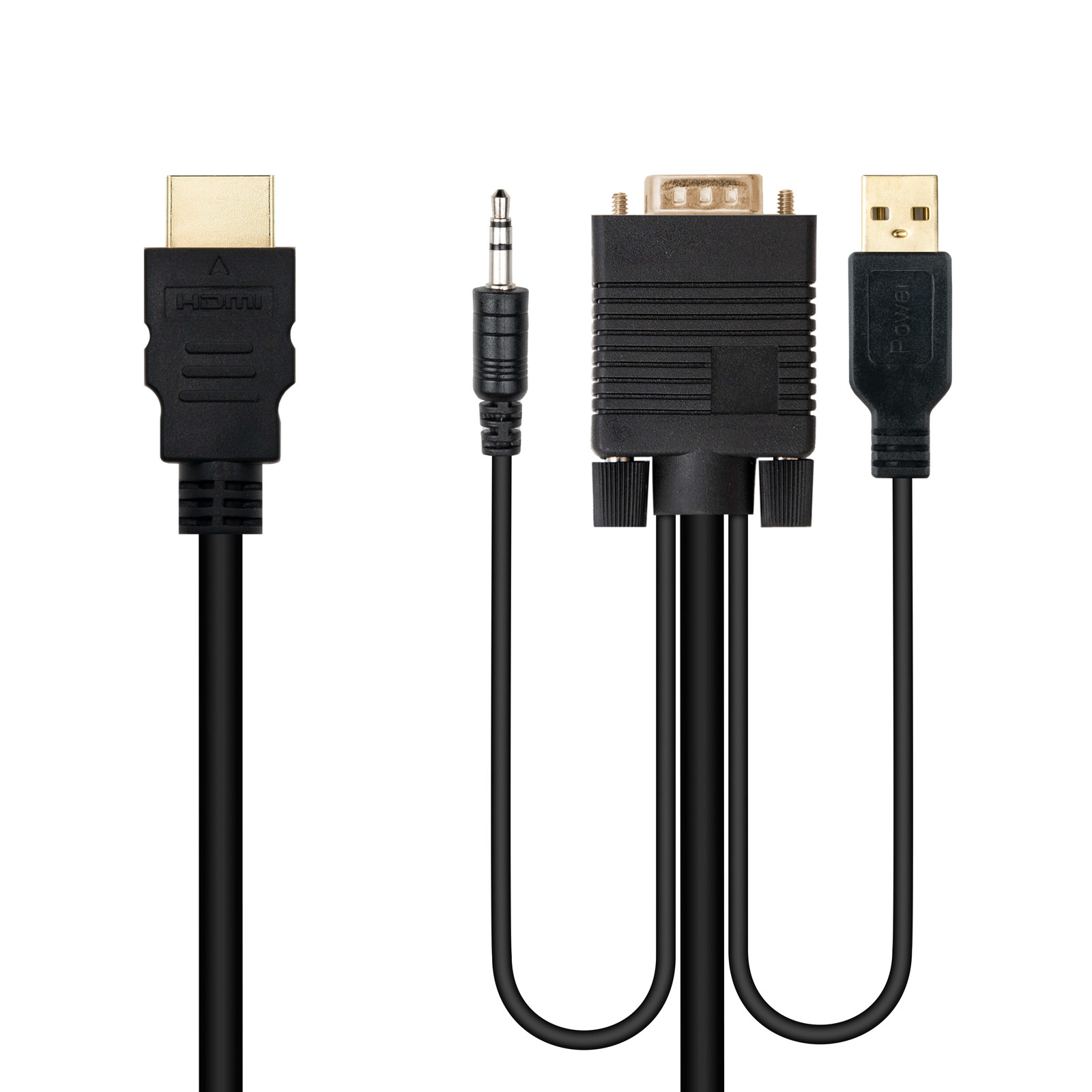 Picture of Picture of Cable Conversor Nanocable HDMI > VGA + Jack 3.5 + USB-A 1.8M Negro