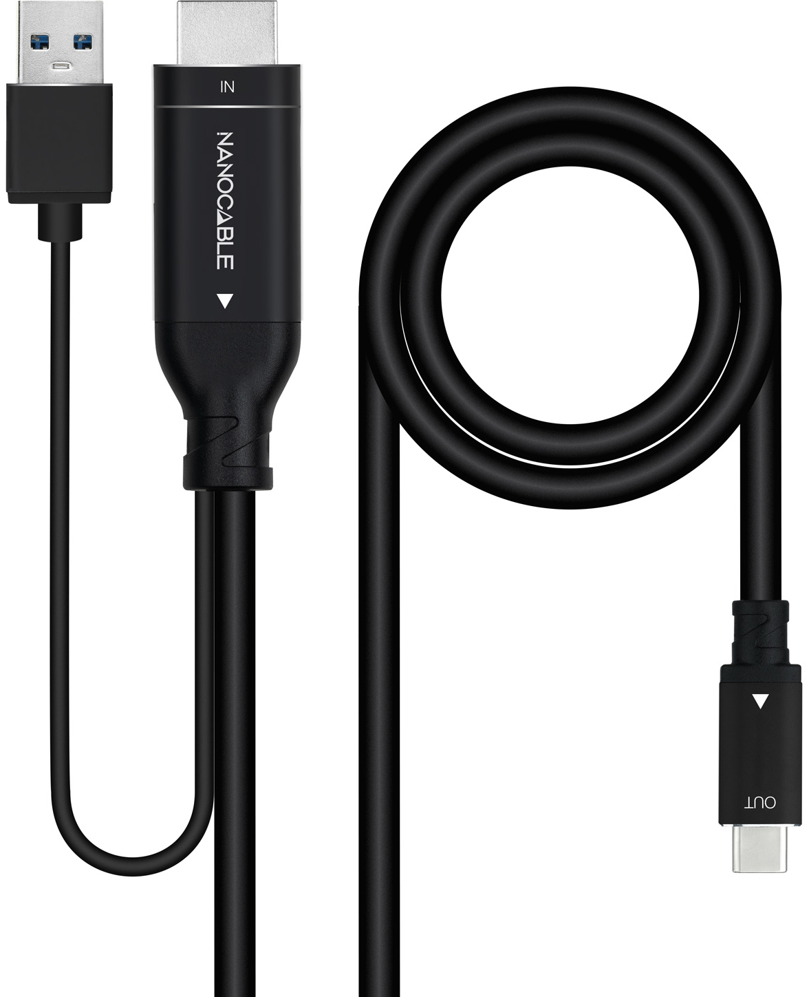 Picture of Picture of Cable Conversor NanoCable HDMI 2.0 para USB-C 1.8 M Negro