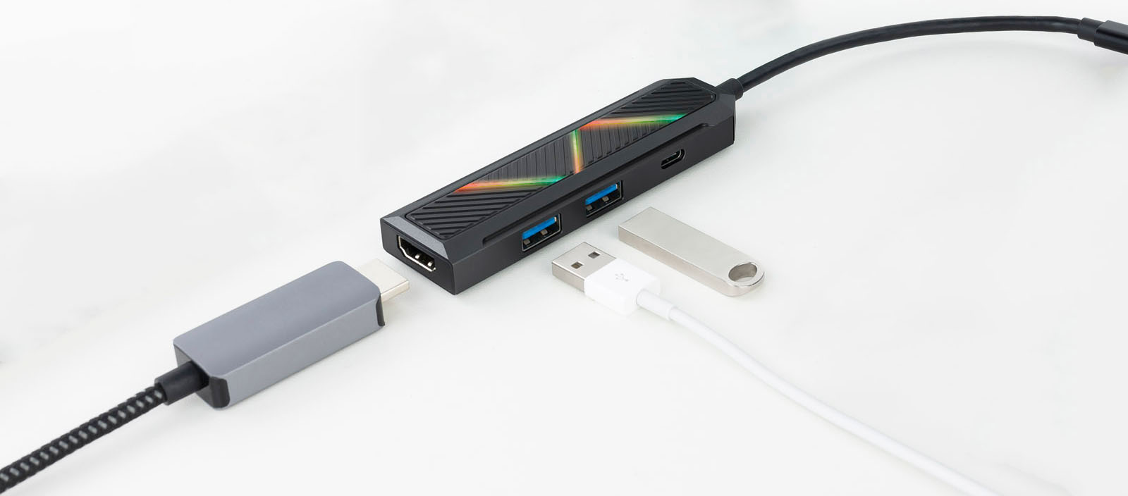 Picture of Picture of Hub USB-C NanoCable 2x USB-A / USB-C PD 3.0 (100W) / HDMI