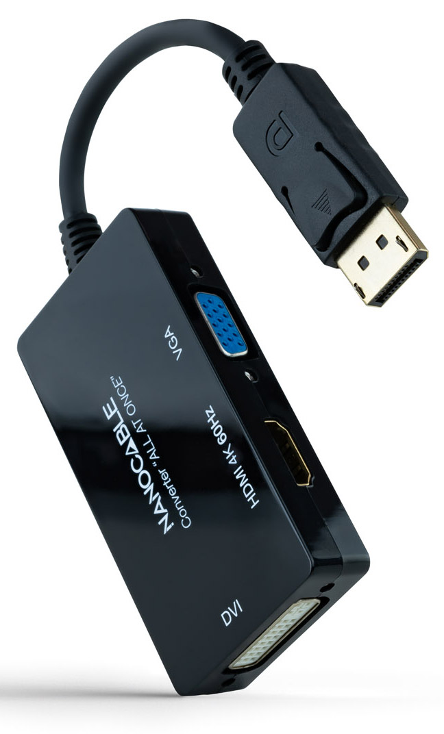 Picture of Picture of Adaptador NanoCable DisplayPort para HDMI / DVI / VGA 20 CM Negro