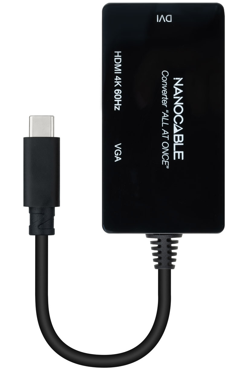 Picture of Picture of Adaptador NanoCable USB-C para HDMI / DVI / VGA 20 CM Negro