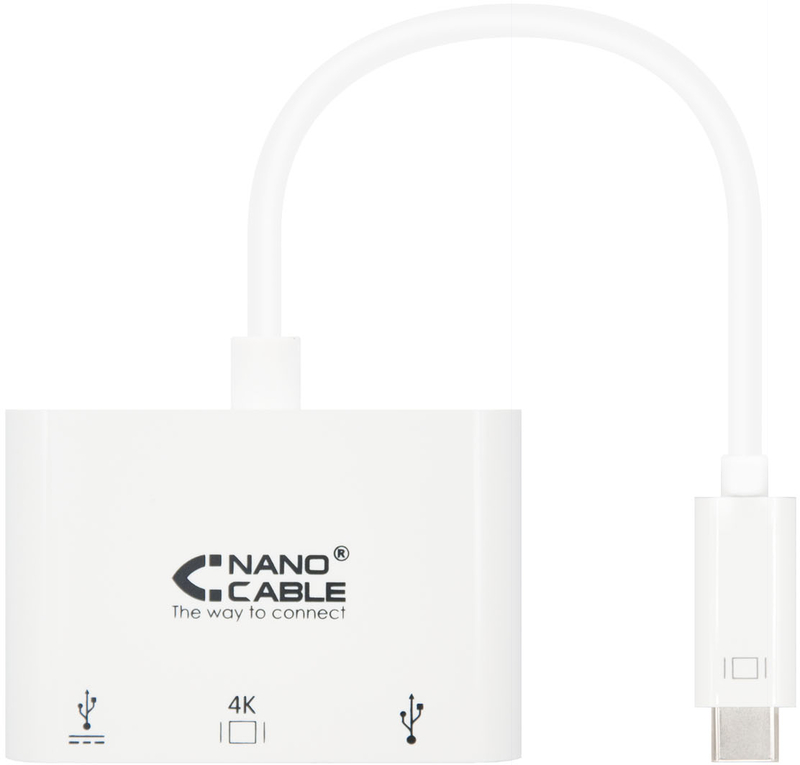 Picture of Picture of Adaptador NanoCable USB-C M para HDMI F / USB A / USB-C 15 CM Blanco
