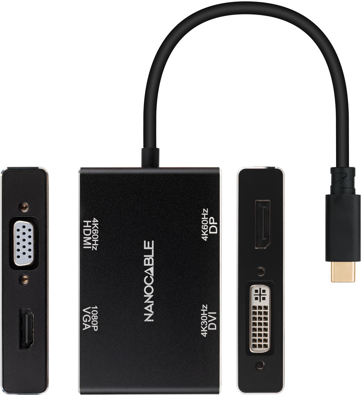 Picture of Picture of Adaptador Nanocable USB-C > HDMI + DVI/H + DP/H + VGA/H