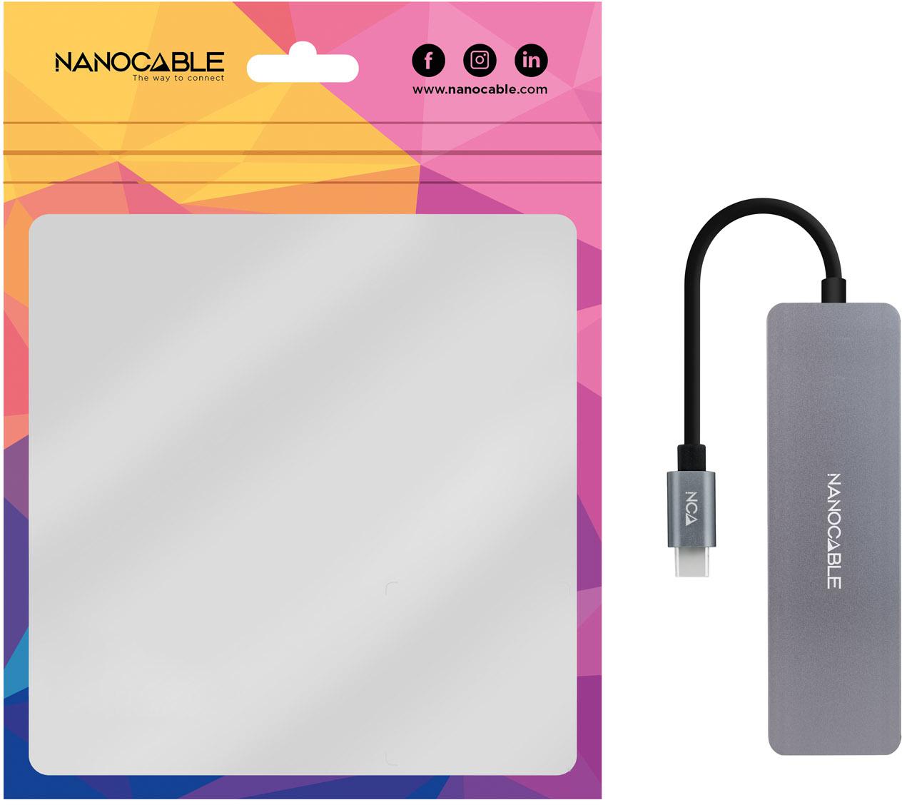 Picture of Picture of Hub USB-C Nanocable 3x USB 3.0 Type A + 1x USB-C 10 CM Gris
