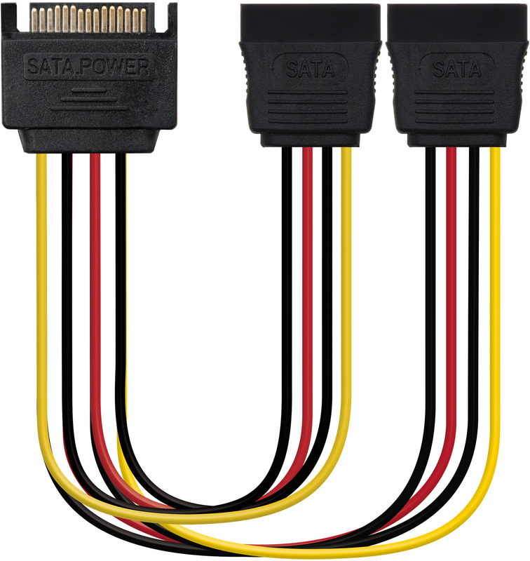 Picture of Picture of Cable de Alimentación SATA NanoCable - SATA M para 2x SATA F 30 CM