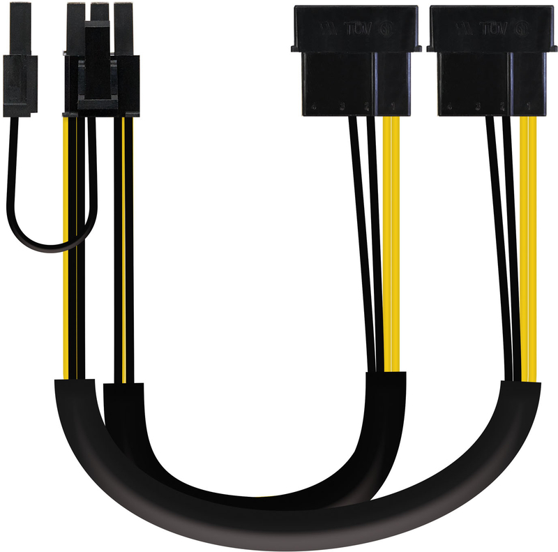 Picture of Picture of Cable Placa Gráfica NanoCable - 2x 5.25"M para PCI-E (Molex 6/2Pinos) M 20 CM