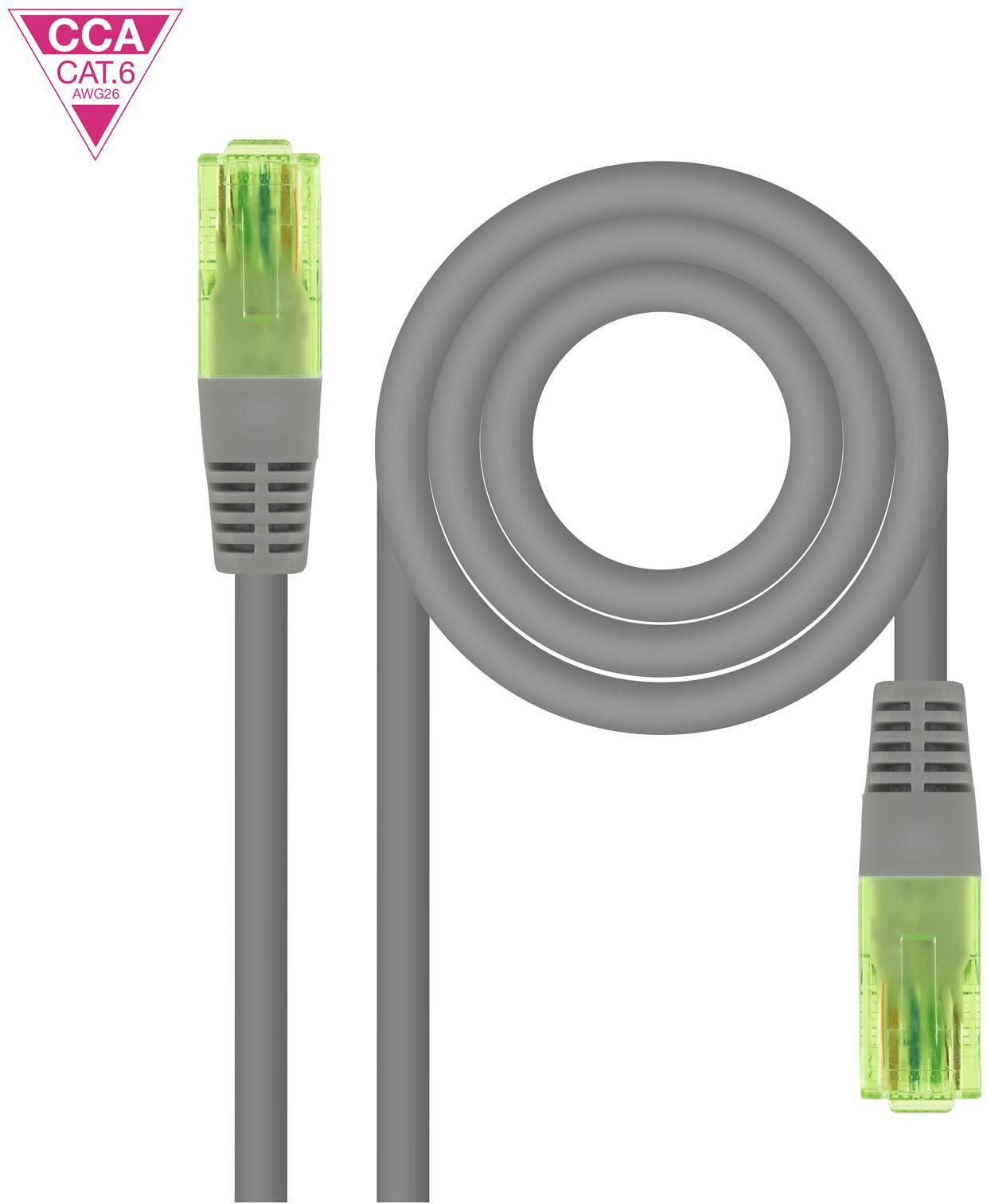 Picture of Picture of Cable de Red Patchcord Nanocable RJ45 CAT.6 UTP AWG26 CCA 20 M Gris