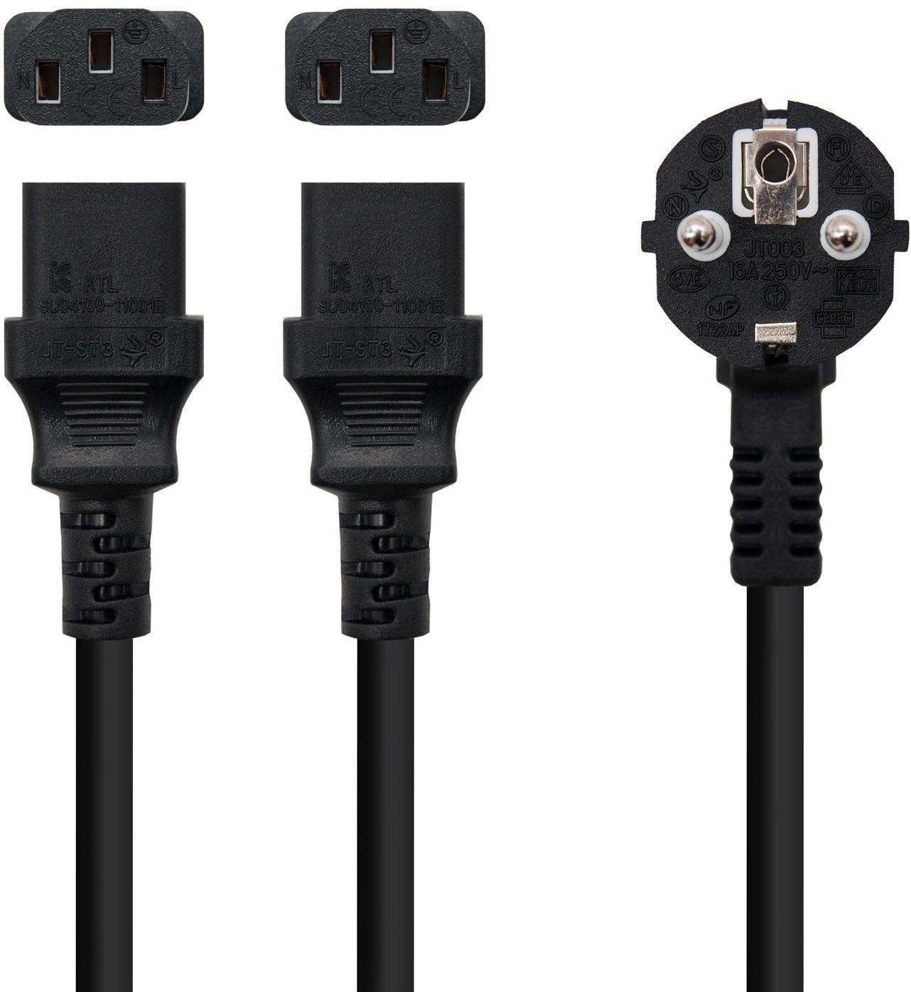 Picture of Picture of Cable de Alimentación Duplo CEE7/M > 2xC13/H 3 M Negro