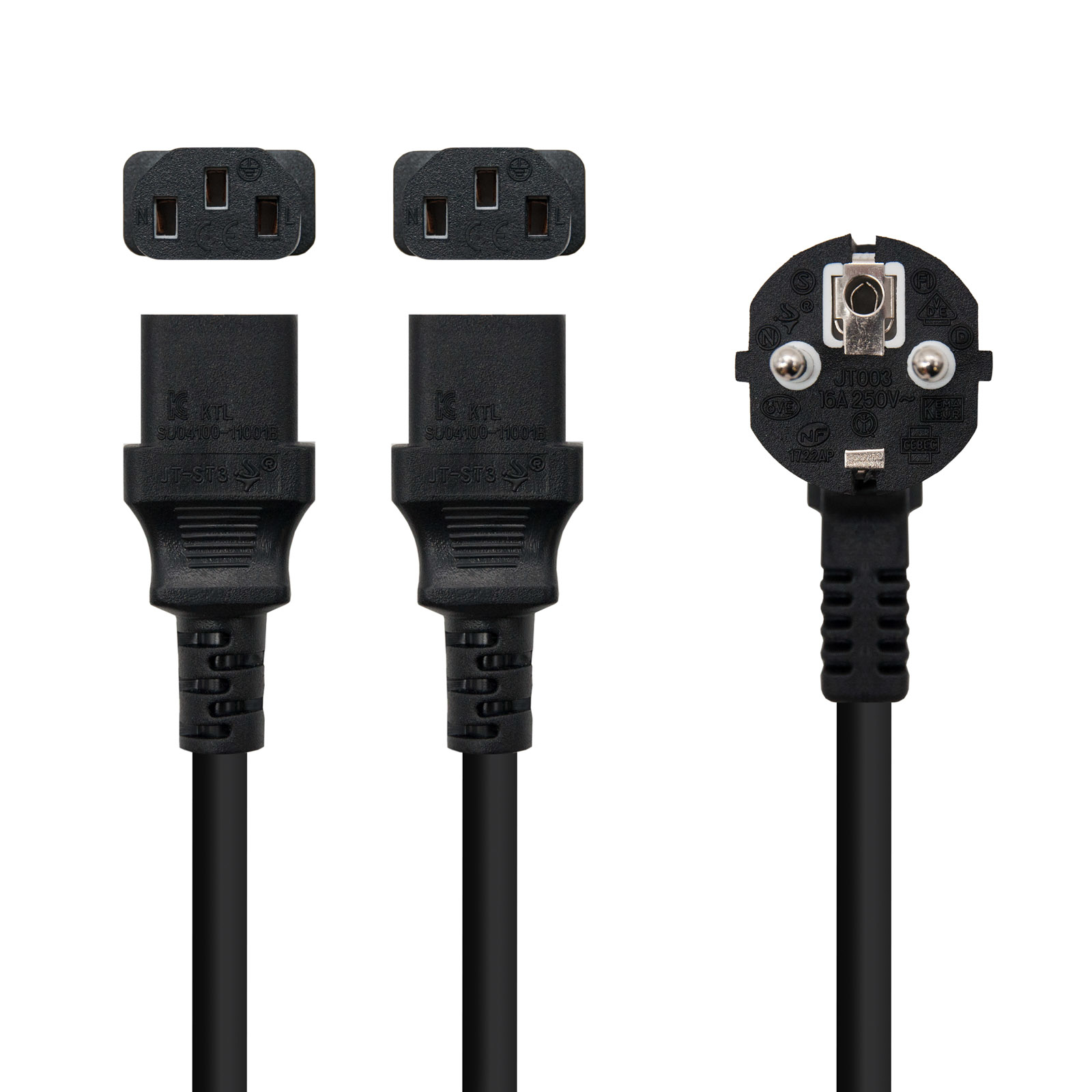 Picture of Picture of Cable Alimentación Doble CEE7/M > 2xC13/H 1.8M Negro