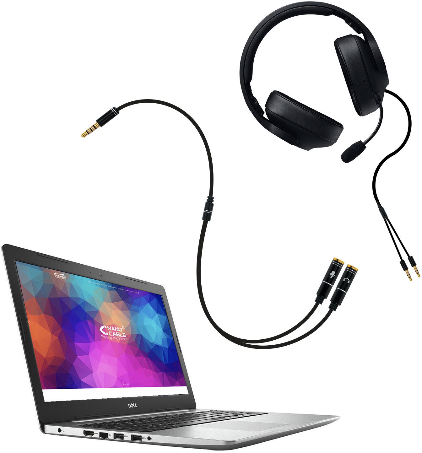 Nanocable - Cable de Divisão Audio NanoCable Jack 3,5/M 4 PINOS - 2x Jack 3,5/H 3 PINOS 30 CM Negro