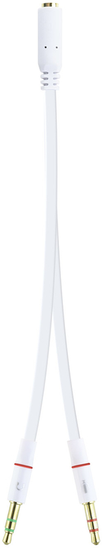 Picture of Picture of Cable de Divisão Audio NanoCable Jack 3,5/F 3 PINOS - 2x Jack 3,5/M 4 PINOS 20 CM Blanco