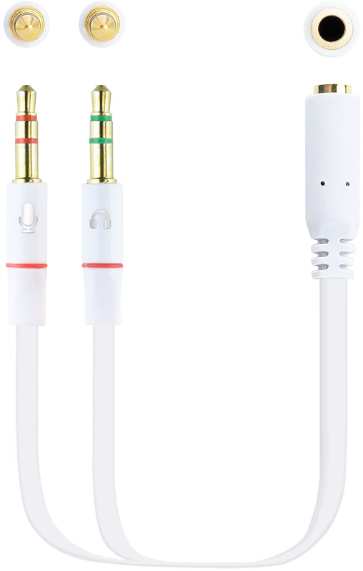 Picture of Picture of Cable de Divisão Audio NanoCable Jack 3,5/F 3 PINOS - 2x Jack 3,5/M 4 PINOS 20 CM Blanco