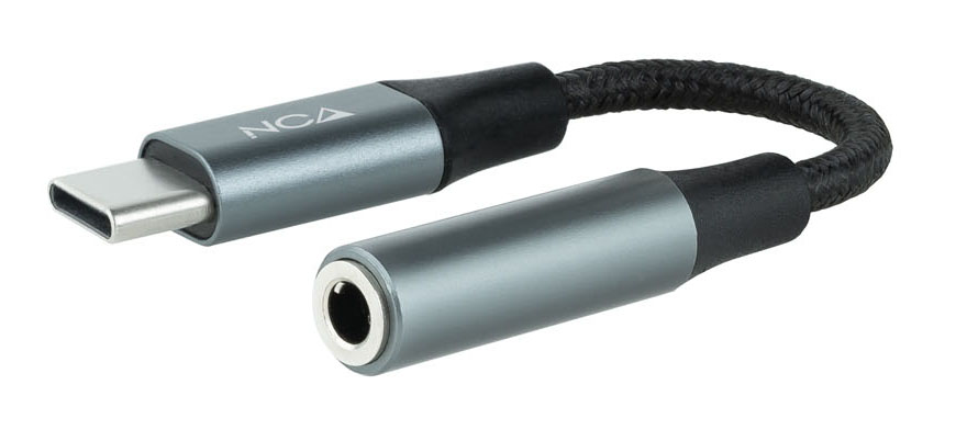 Picture of Picture of Cable Conversor de Audio NanoCable USB-C/M - Jack 3.5/F 11 CM Negro/Gris