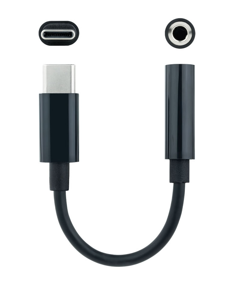 Picture of Picture of Cable Conversor de Audio NanoCable USB-C/M - Jack 3.5/F 11 CM Negro