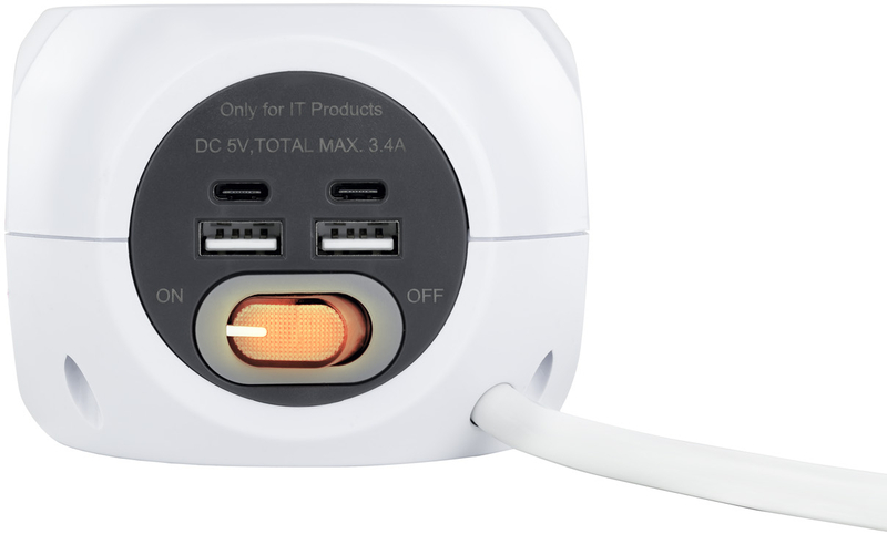 Picture of Picture of Base de 3 Tomas com 4 USB's (2 USB A / 2 USB-C) c/ interruptor