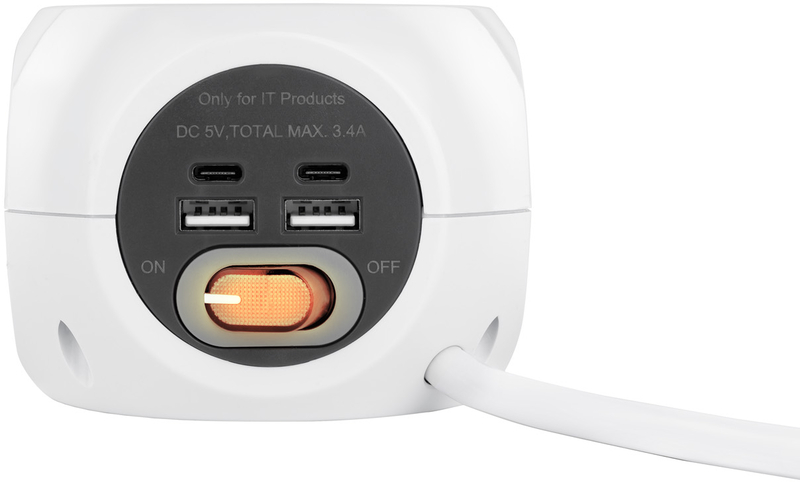 Picture of Picture of Tomas de 3 sockets com 4 USB's (2 USB A / 2 USB-C) s/ fios, c/ interruptor