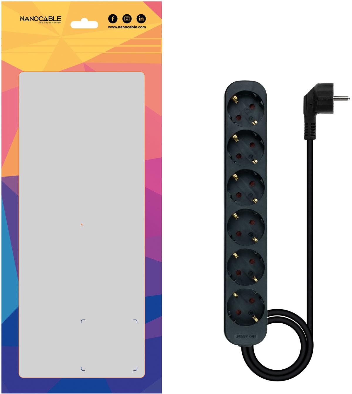 Nanocable - Regleta NanoCable 6 Tomas 1.4 M Negro