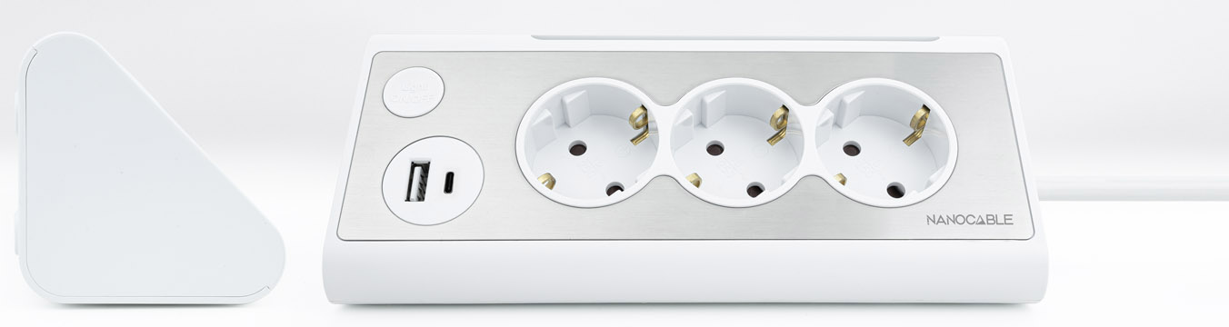 Picture of Picture of Regleta NanoCable 3 Tomas / 2x USB ( USB-C / USB-A )