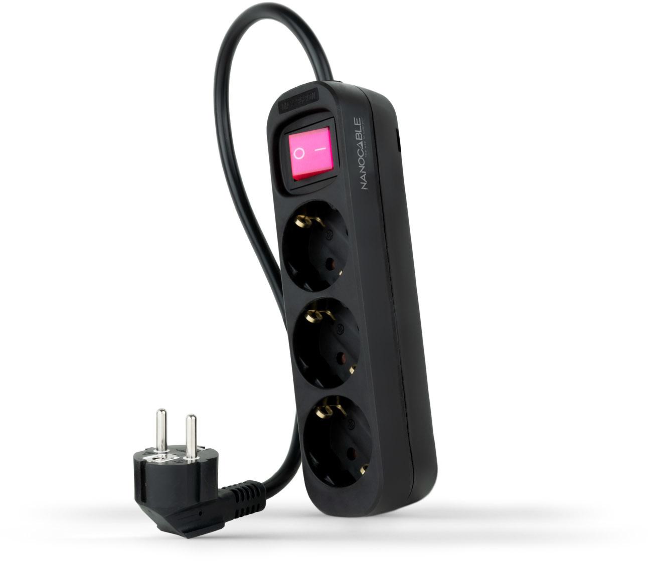 Picture of Picture of Regleta Nanocable 3 Tomas c/ switch 1.4 M Negro