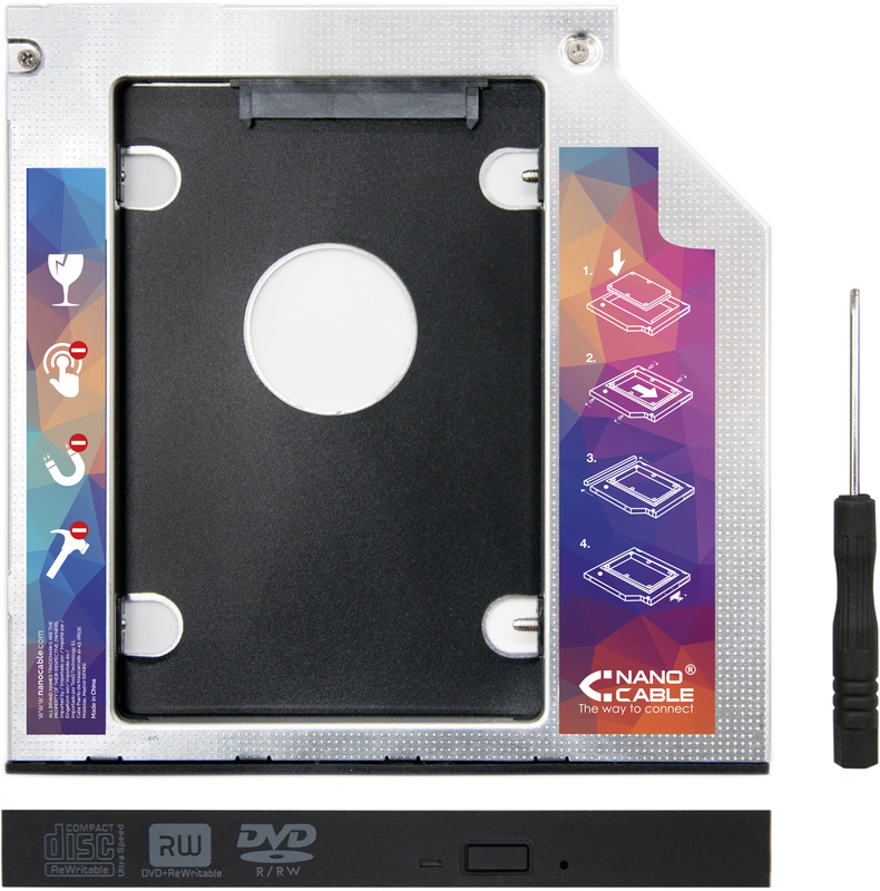 Nanocable - Adaptador Universal 5.25" para 2.5" NanoCable Caddy 12.7mm