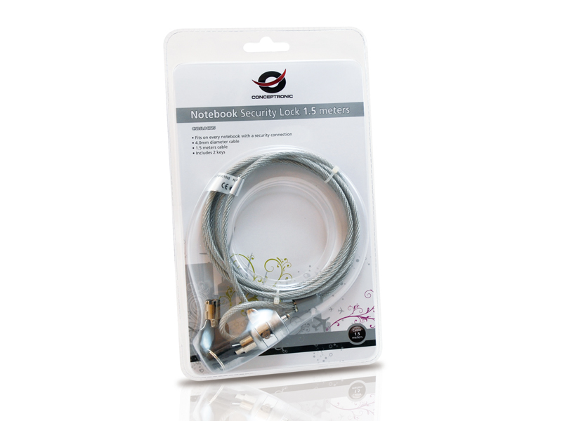 conceptronic - Cable de Seguridad para Portátil Conceptronic con Llave 1.5 M
