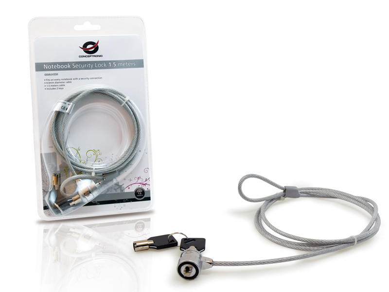 conceptronic - Cable de Seguridad para Portátil Conceptronic con Llave 1.5 M