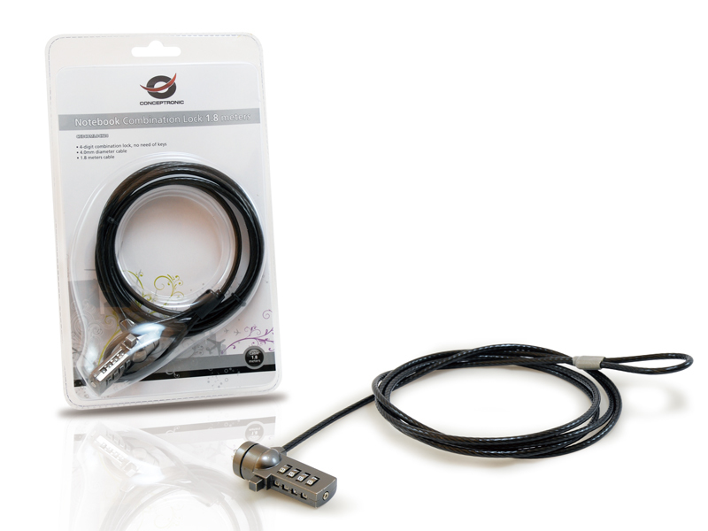 conceptronic - Cable de Seguridad para Portátil Conceptronic con Combinación 1.5 M