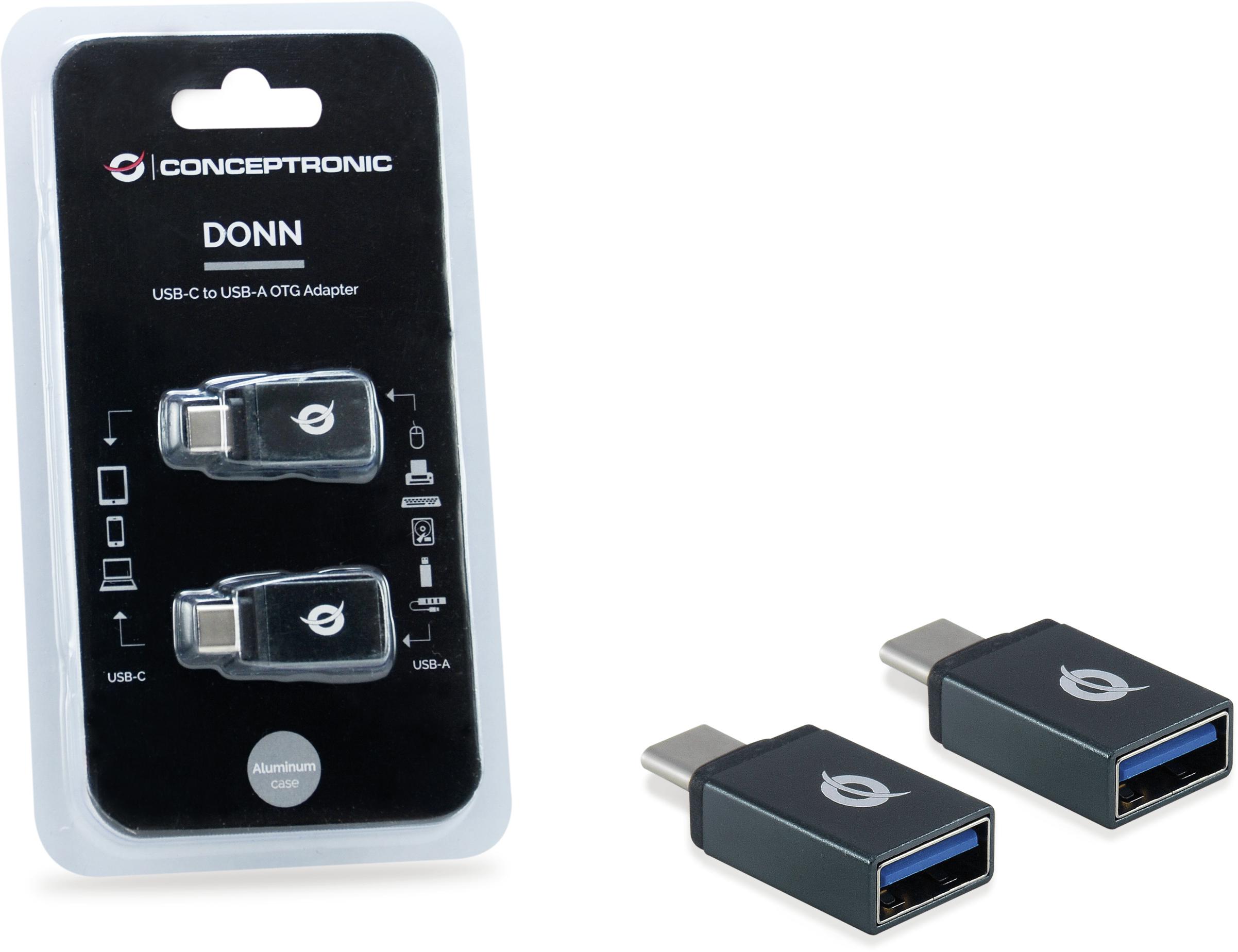 conceptronic - Adaptador Conceptronic USB-C Macho > USB-A Hembra Pack 2 Negro